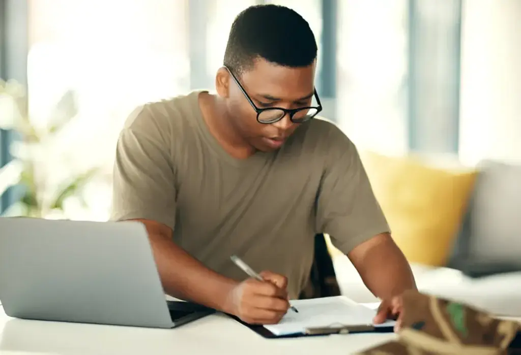 a student filling a delsu predegree form