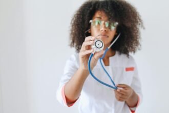 a female doctor with her stethoscope