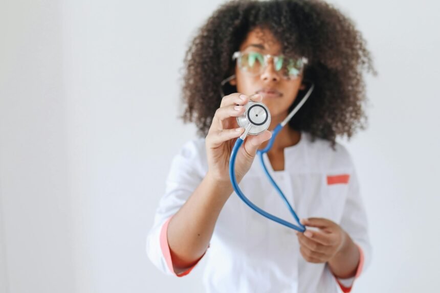 a female doctor with her stethoscope